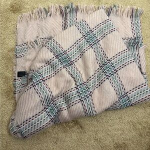 Acrylic Plaid Pink Fringe Scarf